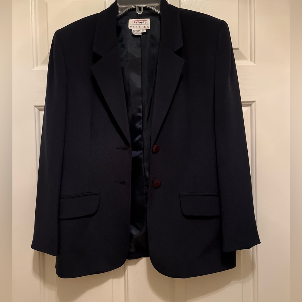 Talbots Silk Navy Suit Jacket 2P